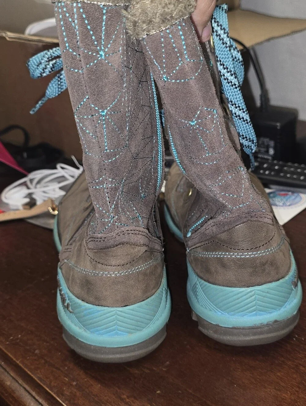 Merrell Brown and Teal Women's Insulated Lace-Up Winter Boot